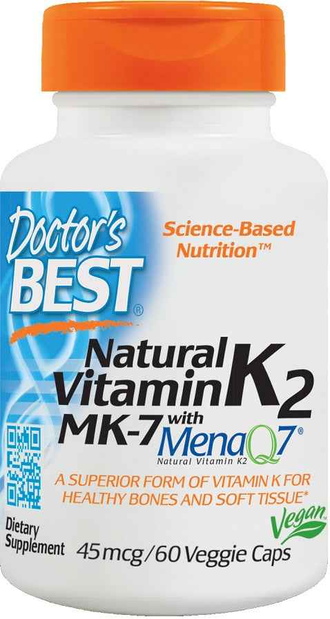 Natural Vitamin K2 MK7 with MenaQ7, 45mcg - 60 vcaps