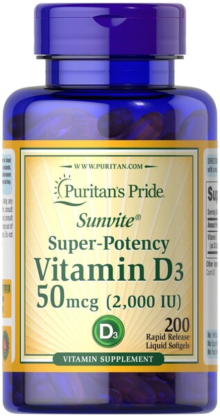 Super-Potency Vitamin D3, 50mcg - 200 softgels