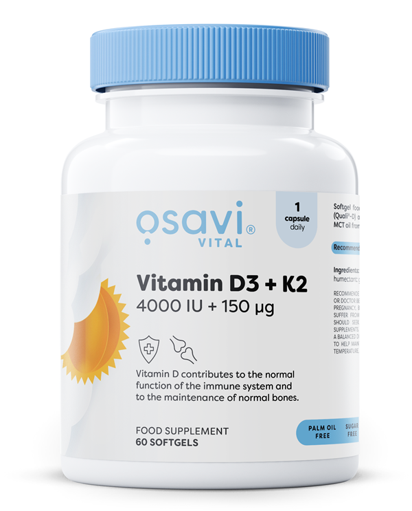 Vitamin D3 + K2, 4000IU + 150mcg - 60 softgels