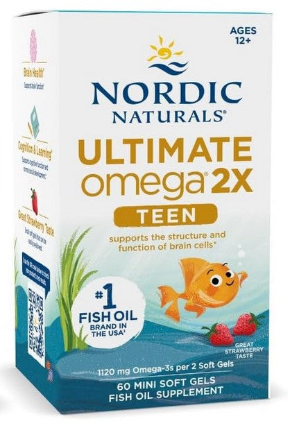Ultimate Omega 2X Fish Oil TEEN, Strawberry - 60 mini softgels