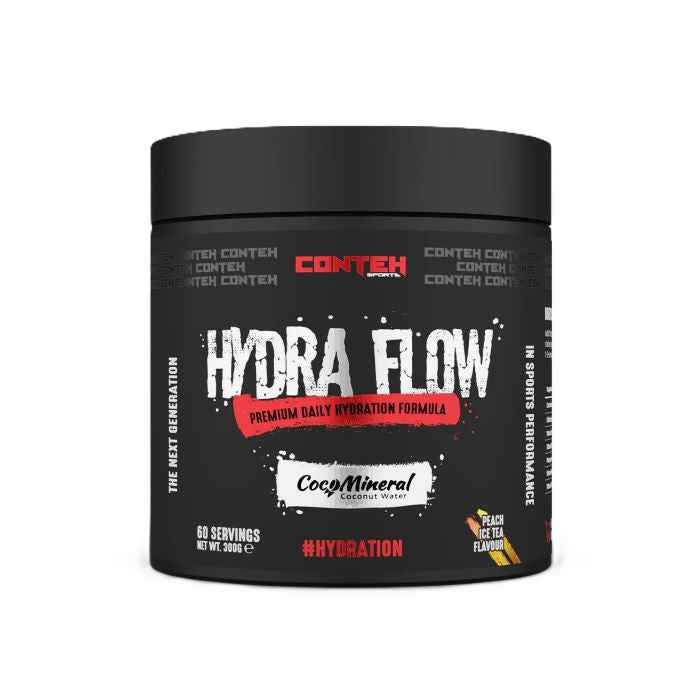 Hydra Flow Conteh Sports – Boisson d'hydratation saveur thé glacé pêche, 300 g