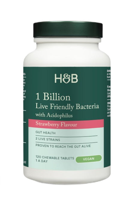 1 Billion Live Friendly Bacteria with Acidophilus, Strawberry - 120 chewable tablets