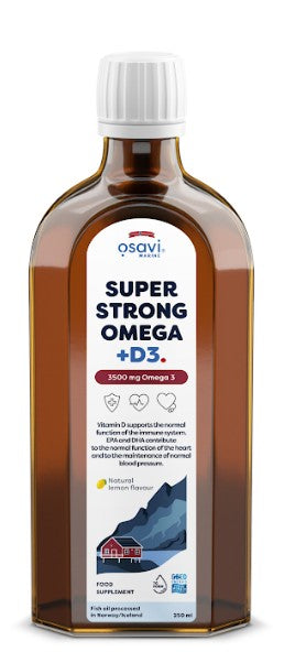 Super Strong Omega + D3, 3500mg Omega 3 (Lemon) - 250 ml.