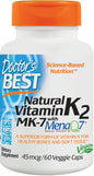 Natural Vitamin K2 MK7 with MenaQ7, 45mcg - 60 vcaps