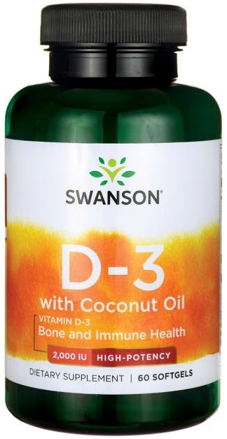 Vitamin D-3 with Coconut Oil, 2000 IU - 60 softgels