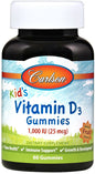 Kid's Vitamin D3 Gummies, 1000 IU Natural Fruit - 60 gummies