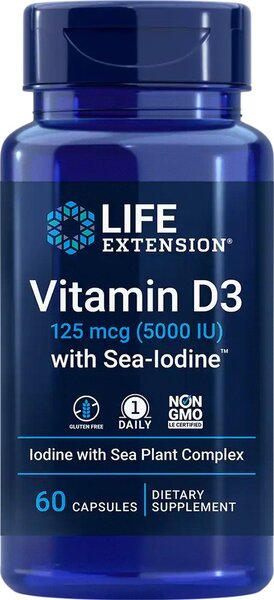 Vitamin D3 with Sea-Iodine, 5000IU - 60 caps