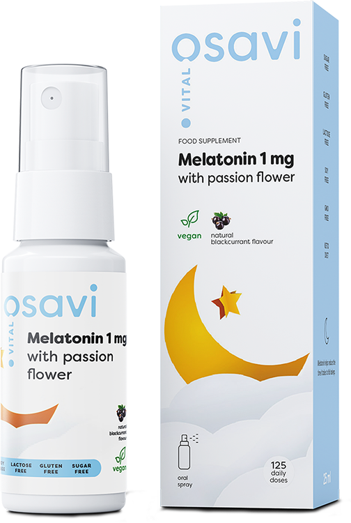 Melatonin with Passion Flower Oral Spray, 1mg (Blackcurrant) - 25 ml.