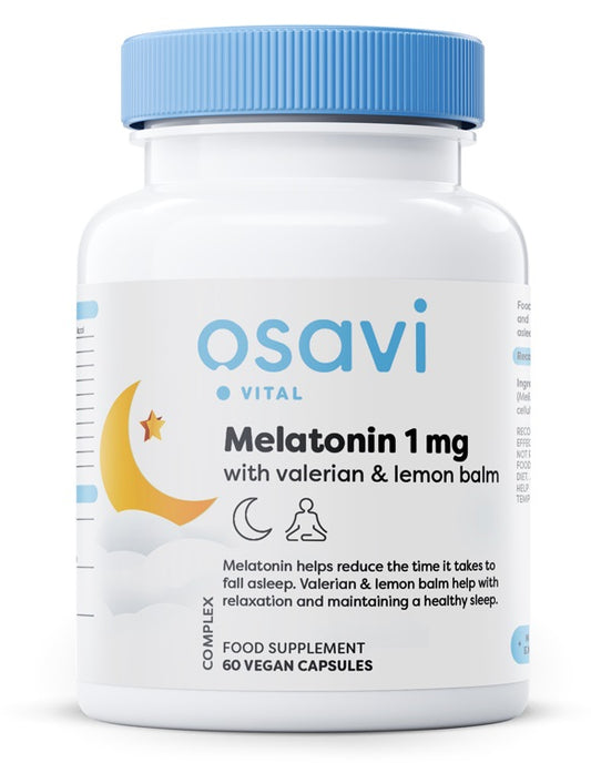 Melatonin with Valerian & Lemon Balm, 1mg - 60 vegan caps