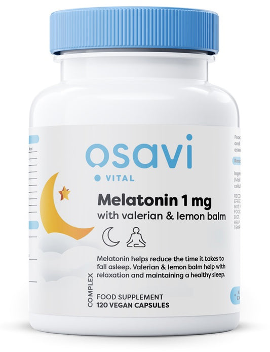 Melatonin with Valerian & Lemon Balm, 1mg - 120 vegan caps