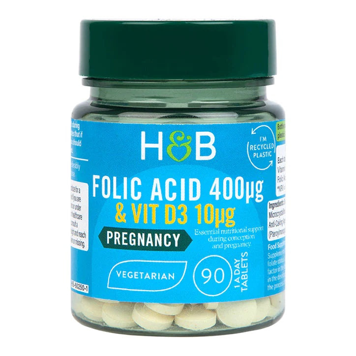 Folic Acid 400mcg, with Vit D3 10mcg - 90 tabs
