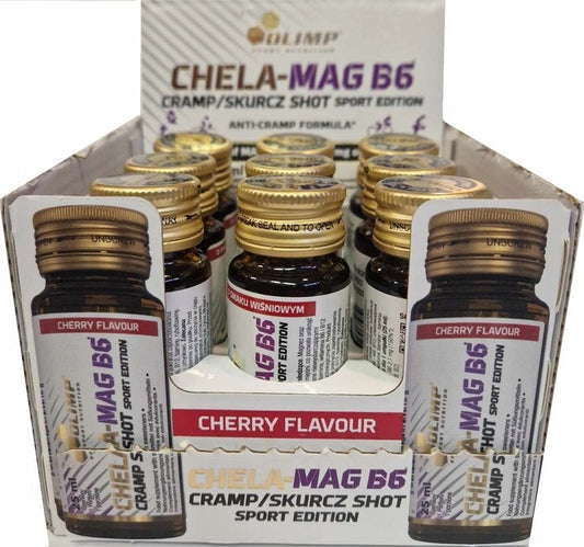 Chela Mag B6 Cramp Shot, Cherry - 9 x 25 ml.