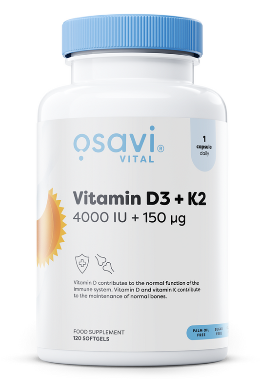 Vitamin D3 + K2, 4000IU + 150mcg - 120 softgels