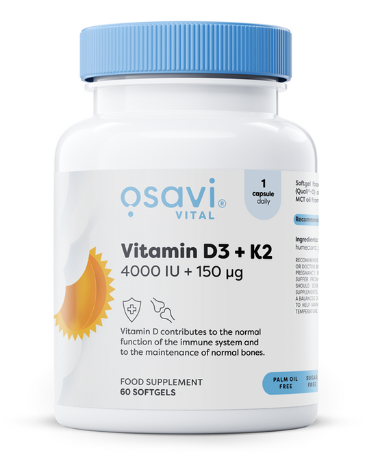 Vitamin D3 + K2, 4000IU + 150mcg - 60 softgels