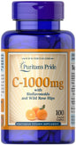 C-1000 with Bioflavonoids & Wild Rose Hips, 1000mg - 100 caplets