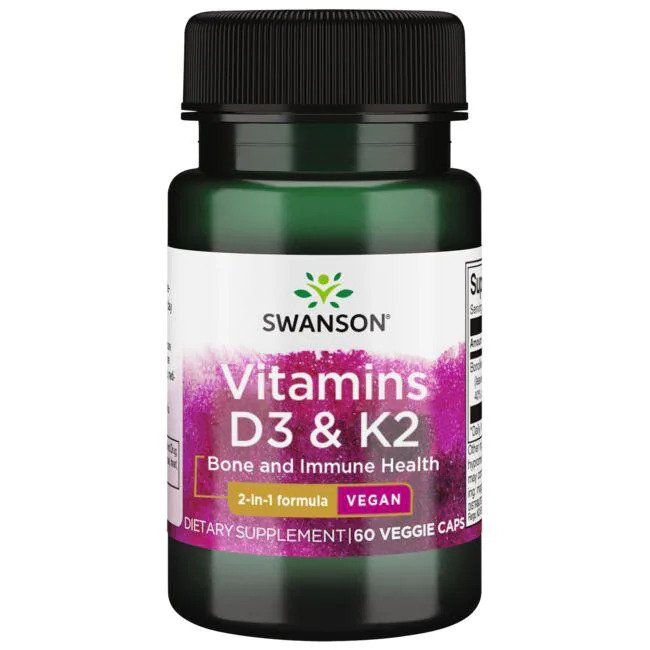 Vitamins D3 & K2, 50mcg & 75mcg - 60 vcaps